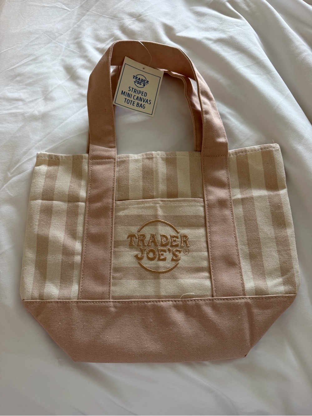 Trader Joe’s Striped Mini Canvas Tote Bag - Beige